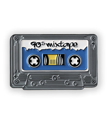 gray cassette tape soft enamel pin - 90s mix