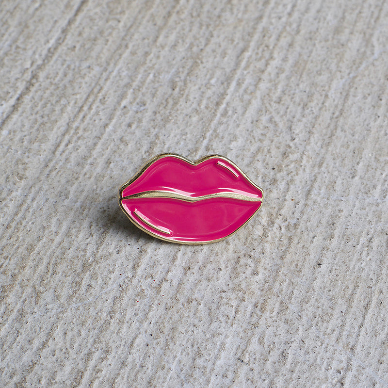 Hot Pink lips enamel pin